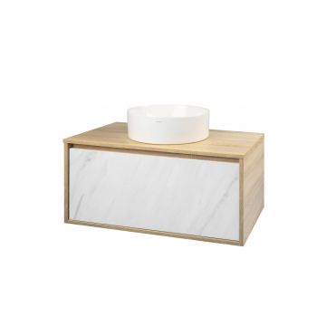 Mobilier baie suspendat Marmo 80 cm Stejar