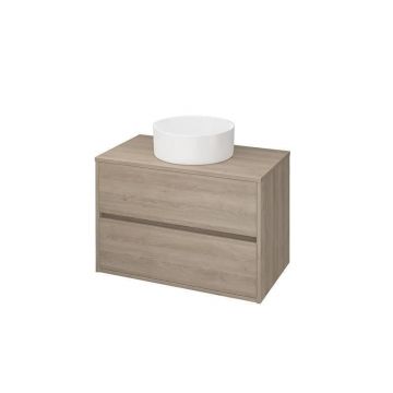 Mobilier suspendat Cersanit, Crea, pentru lavoarele pe blat, 100 cm, stejar