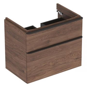 Mobilier suspendat, Geberit, Smyle Square, pentru lavoar, 75 cm, nuc american hickory