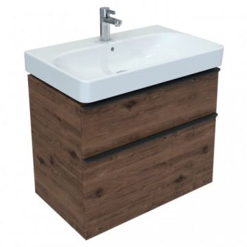 Set Mobilier Suspendat Smyle Cu Lavoar 75 cm, Nuc American Hickory - Geberit - Dimensiune 75 cm