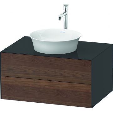 Dulap baza Duravit White Tulip cu 2 sertare pentru lavoar tip bol 80cm American Walnut Solid Wood