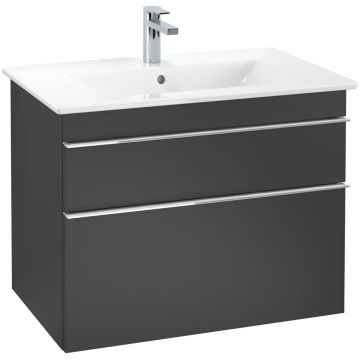 Dulap baza suspendat Villeroy&Boch Venticello 753x590x502 mm cu doua sertare negru mat lacuit