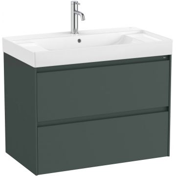 Set mobilier Roca Ona cu dulap baza cu doua sertare 80cm si lavoar verde mat