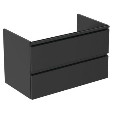 Dulap baie suspendat Ideal Standard Tesi pentru lavoar, 80 cm, MDF, negru mat