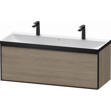 Set mobilier Duravit Vitrium cu lavoar dublu 120cm si dulap baza cu un sertar c-bonded stejar terra