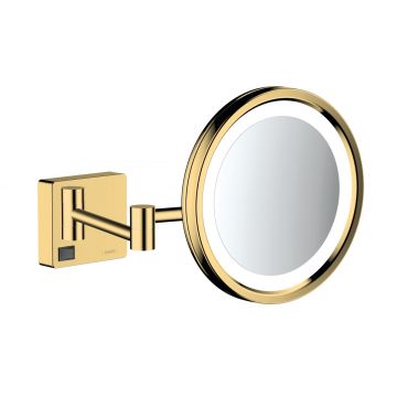 Oglinda cosmetica cu brat Hansgrohe Logis AddStoris x3 16cm iluminat LED gold optic lustruit RESIGILAT