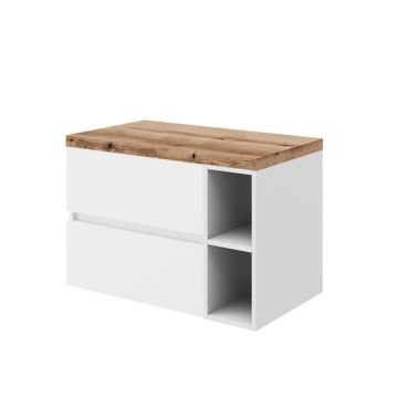 Set mobilier pentru lavoar pe blat Fluminia Genova 80 cu blat și raft deschis