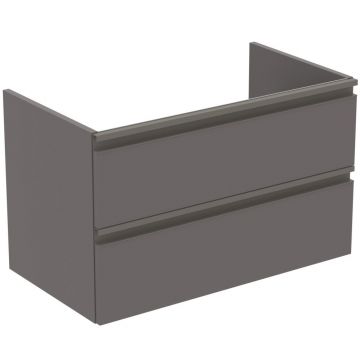 Dulap baie suspendat Ideal Standard Tesi pentru lavoar, 80 cm, MDF, gri inchis mat