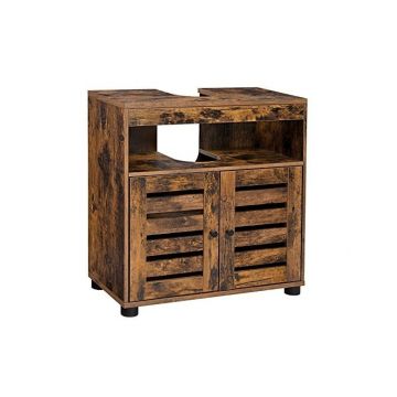 Dulap de depozitare pentru chiuveta, Vasagle, 2 usi, Maro Rustic, 60 x 30 x 63 cm