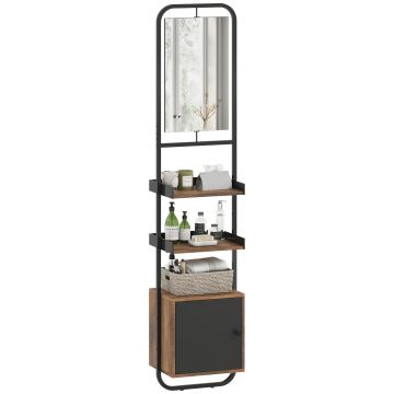 HOMCOM Raft baie depozitare cu mirror, raft de depozitare cu rafturi reglabile și dulap, 40x30x179cm, negru | Aosom Romania HOMCOM Raft baie depozitare cu mirror, raft de depozitare cu rafturi reglabile și dulap, 40x30x179cm, negru | Aosom Romania