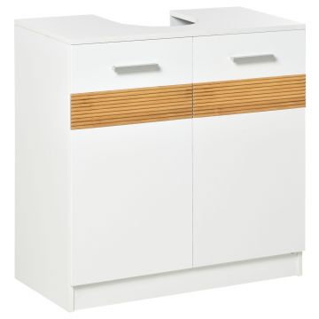 Kleankin Mobilier Sub Chiuveta Baie, Spațiu Optimizat cu Uși din Lemn, Design Compact, 60x30x60.5 cm, Alb | Aosom Romania